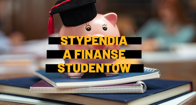 problemy finansowe studentów, a stypendia. w tle skarbonka ubrana w studencką czapkę